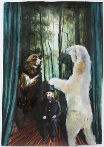 Mann mit zwei Bären